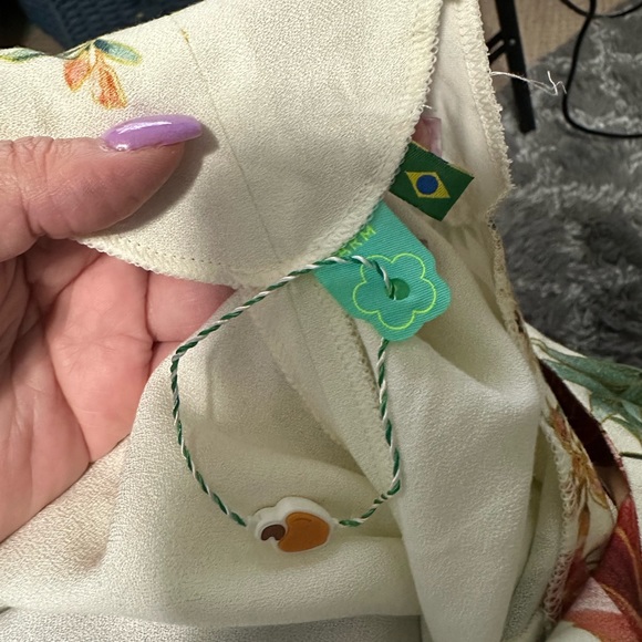 Farm Rio dress with cut outs. EUC. Ivory with floral print. Cold shoulder S - Picture 12 of 13